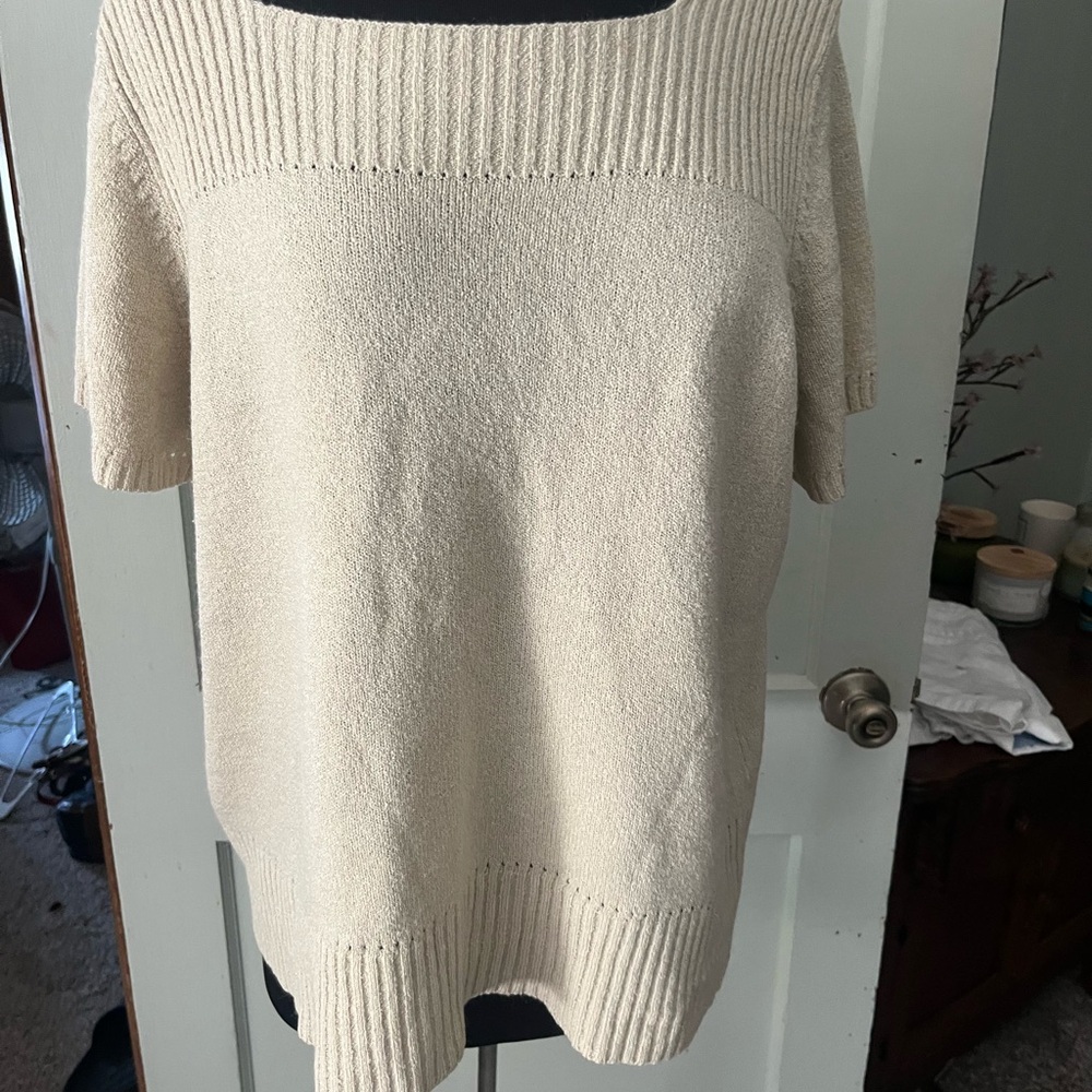 Carolyn Taylor Cream Off-the-Shoulder Sweater Classic Knit